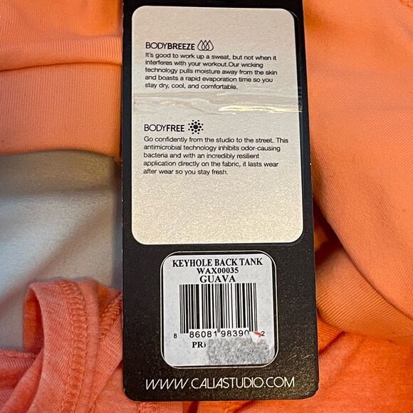 Calia Keyhole Back Double Layer Tank Top Guava Orange Knit S - Picture 8 of 9